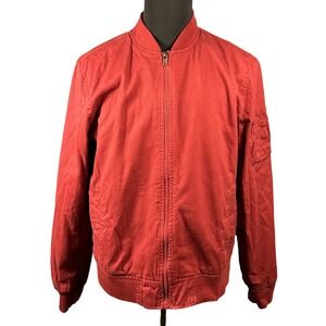 American Rag Red Bomber Jacket Full Zip Lightweight Cotton Mens Medium